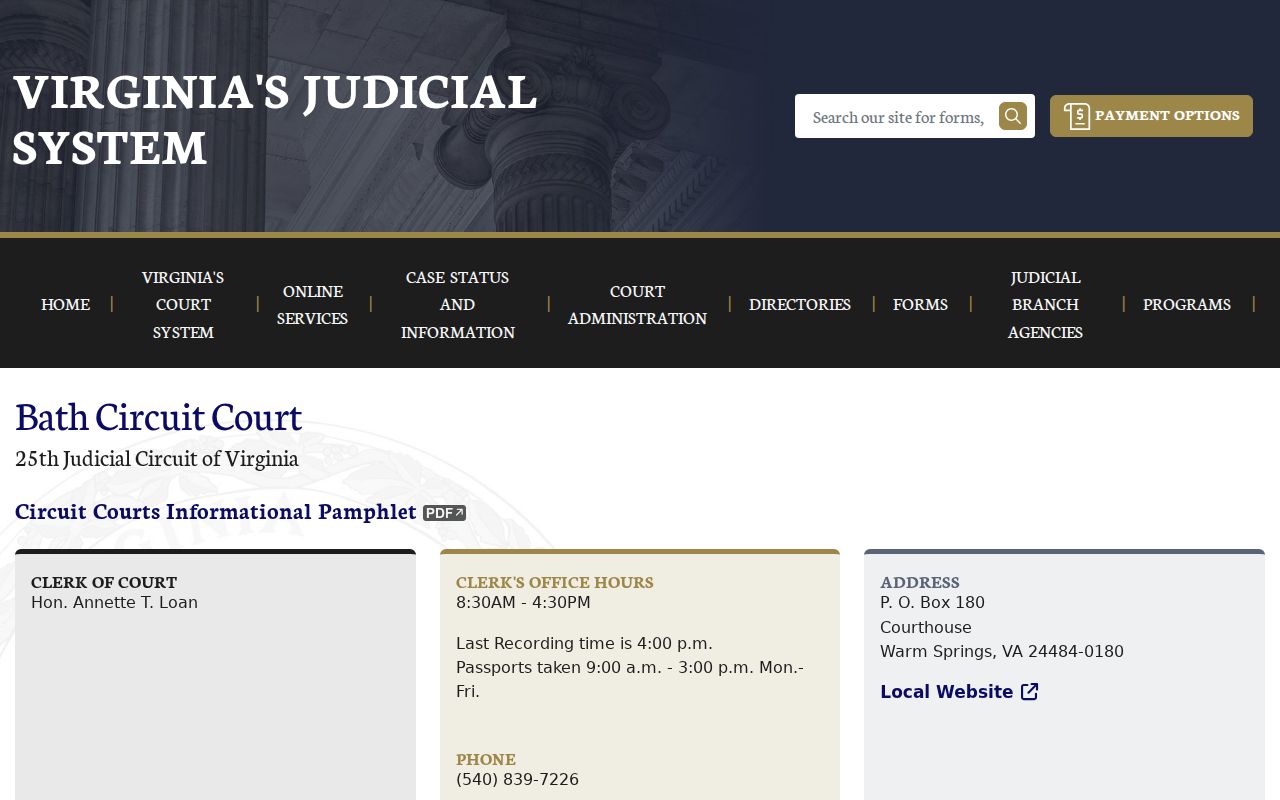 Bath County bench warrant questions and Circuit Court information
