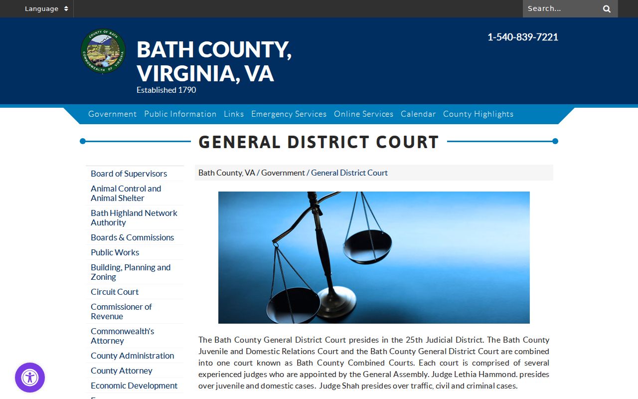 Bath County municipal warrant questions and General District Court contact