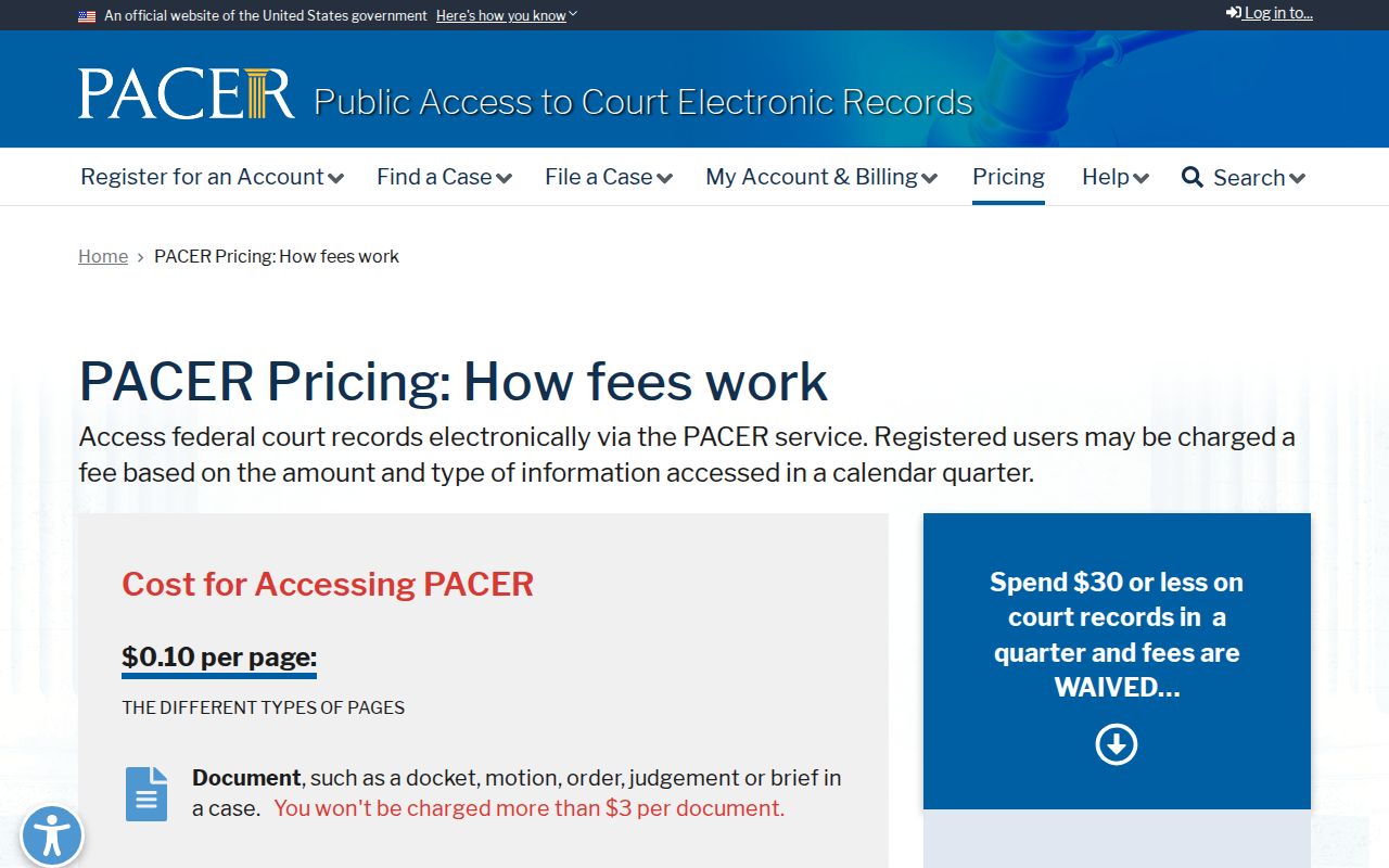 Bath County arrest warrant federal docket and PACER fee information